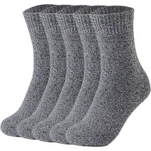 Grey Men's Warm Wool Socks  5 Pairs Thick Thermal Winter Hiking Boot Socks